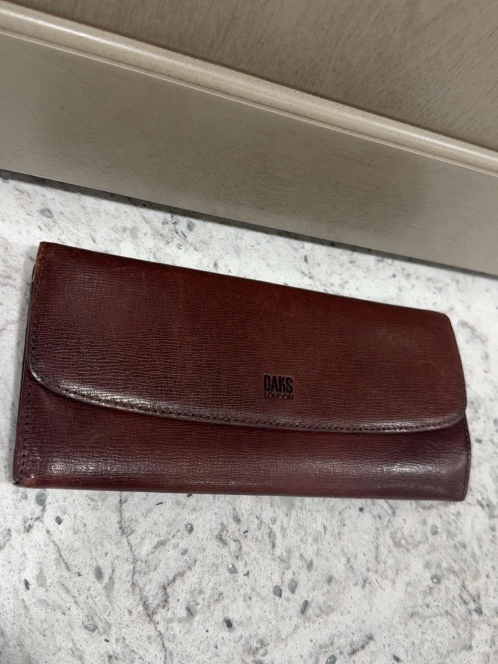 DAKS London Brown Leather Continental Wallet AUTHENTIC